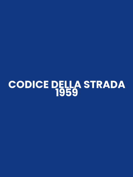 CODICE DELLA STRADA 1959