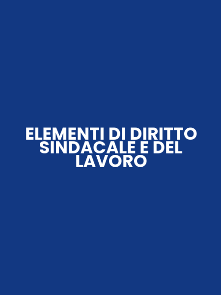 ELEMENTI DI DIRITTO SINDACALE E DEL LAVORO