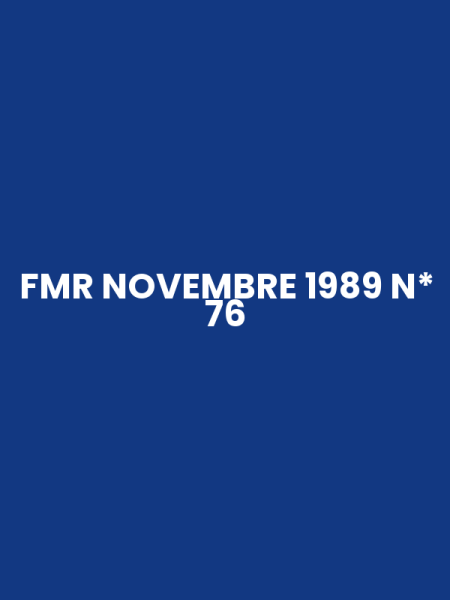 FMR NOVEMBRE 1989 N* 76